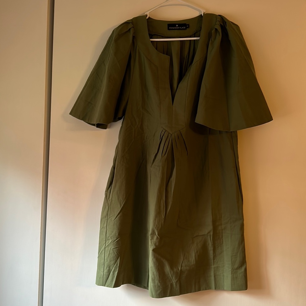 Green flutter sleeve Tuckernuck dress XS